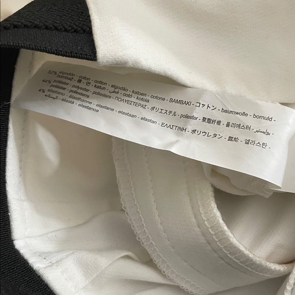 Sz XL ZARA White Trousers Slacks Garterized at the back white elastic waist &blk - Picture 12 of 12